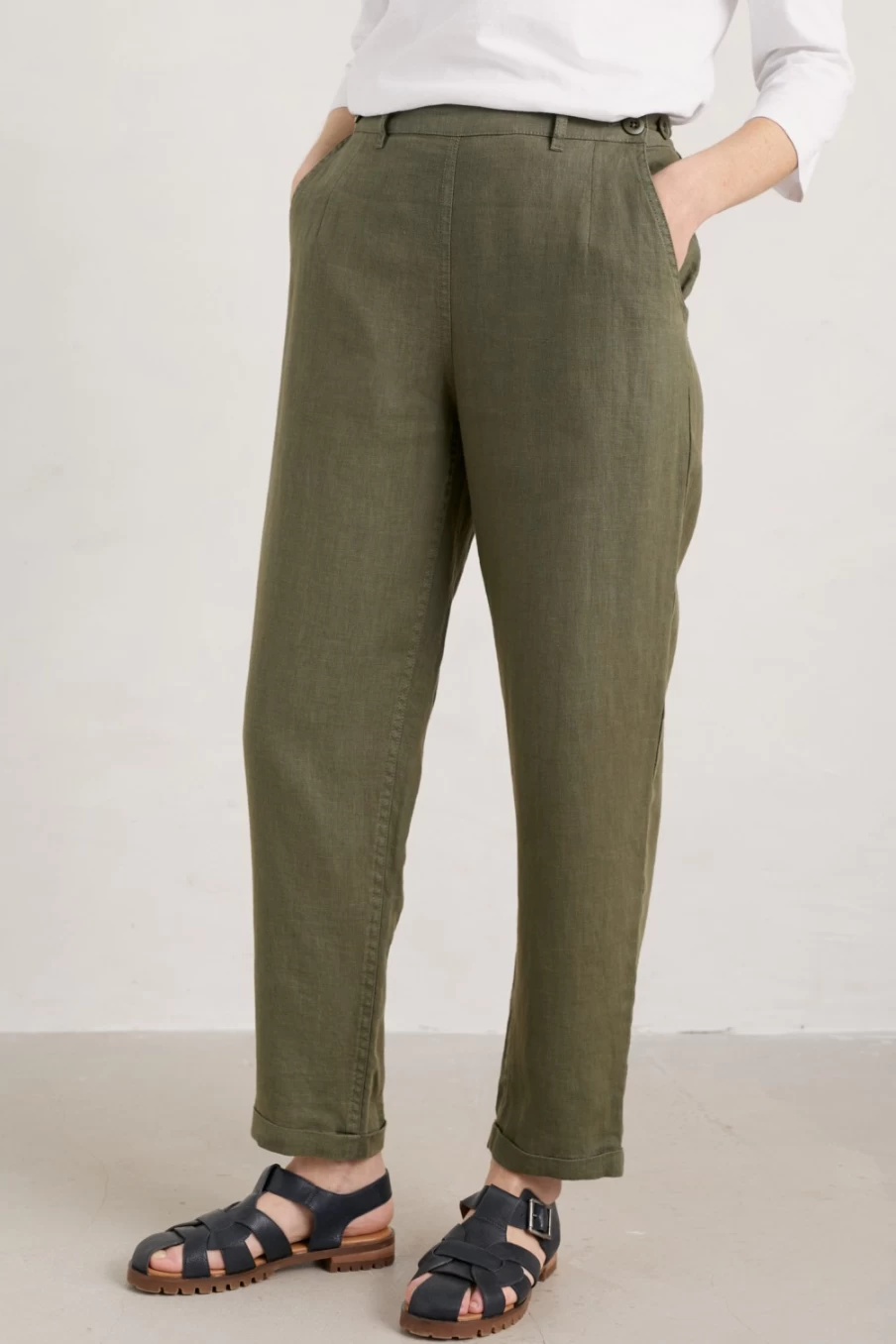 Seasalt Cornwall Women's Trengwainton Linen Trousers – Lightweight Summer Pants