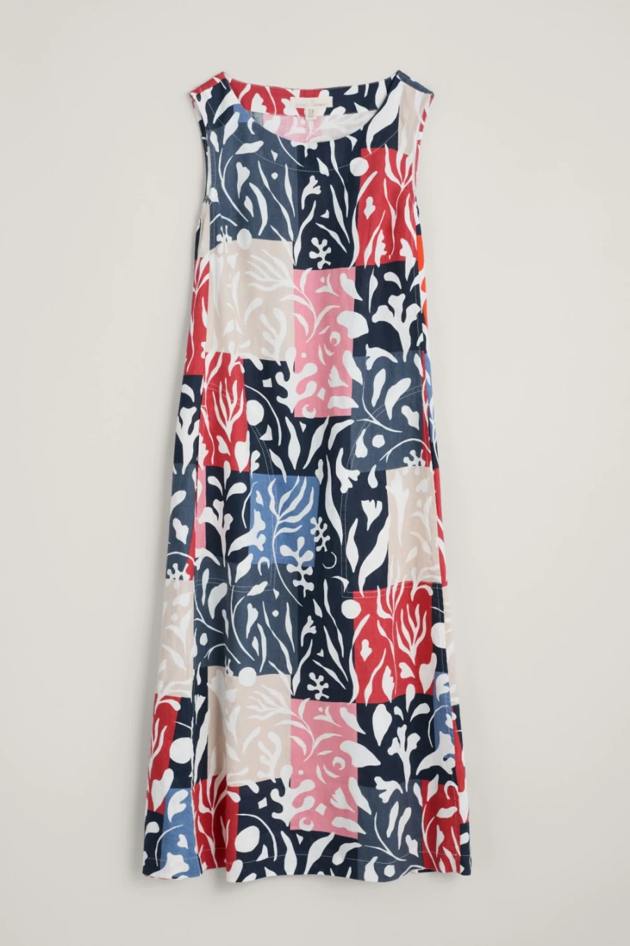 "Seasalt Cornwall Women's Cresting Waves Linen Sleeveless Dress – Lightweight Summer Beachwear"