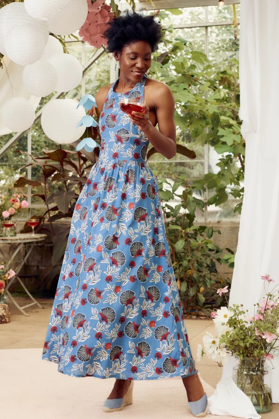 Seasalt Cornwall Women's Summer Soul Halterneck Maxi Dress - Floral Beach Holiday Long Dress