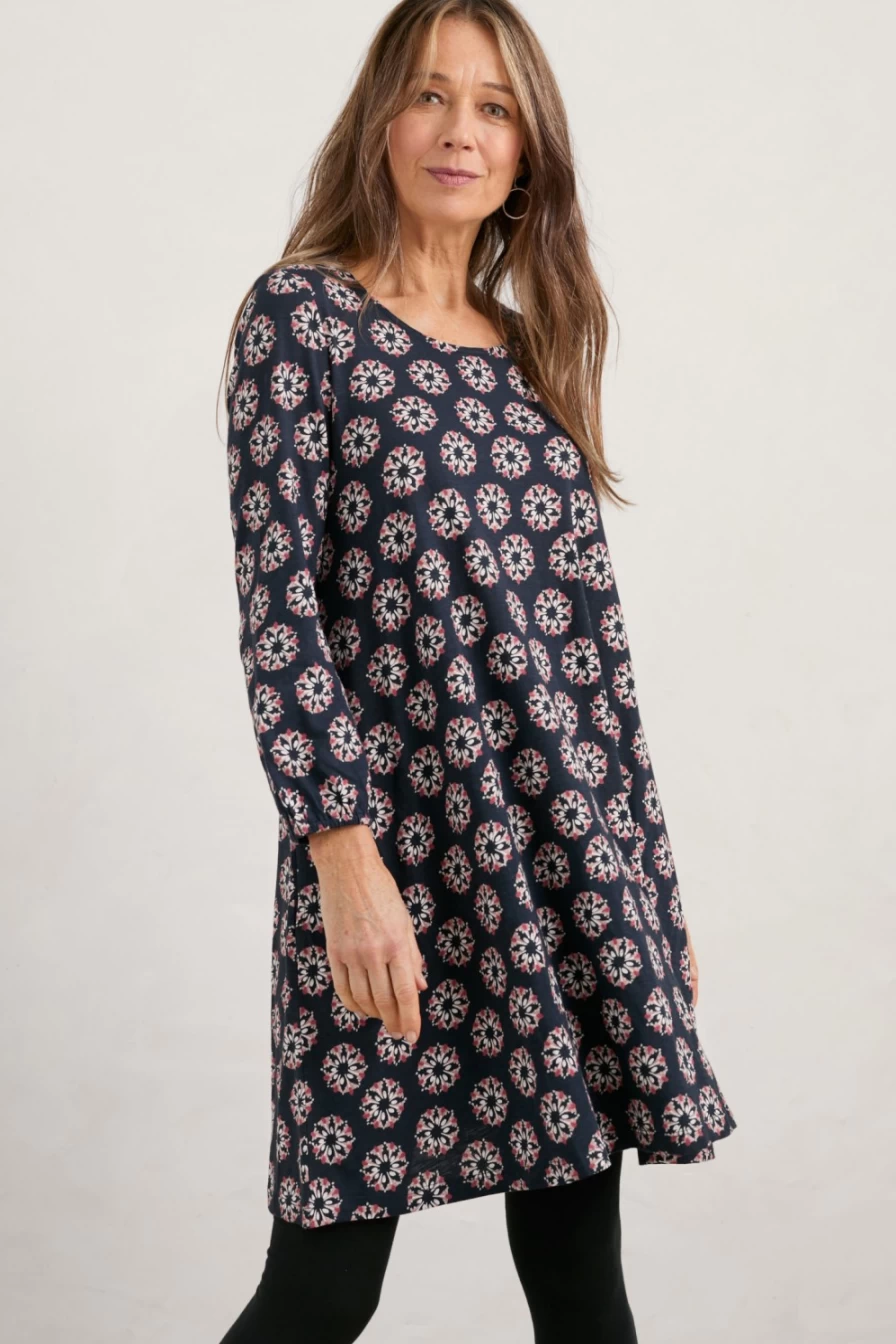 "Seasalt Cornwall Women's Floral Seal Maritime West Wheal Jersey Dress"