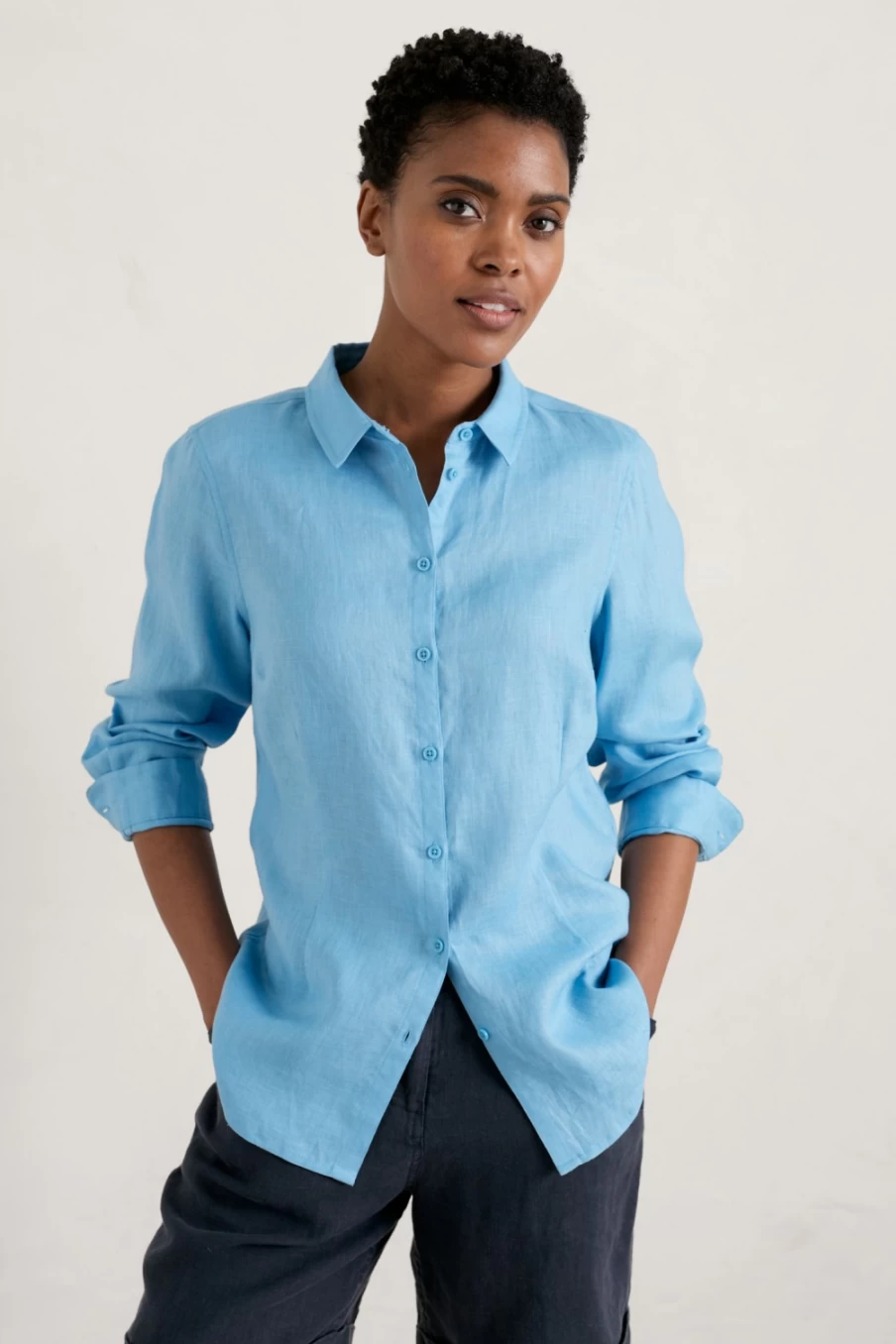 "Seasalt Cornwall Women's Long Path Linen Shirt – Breathable Summer Top"