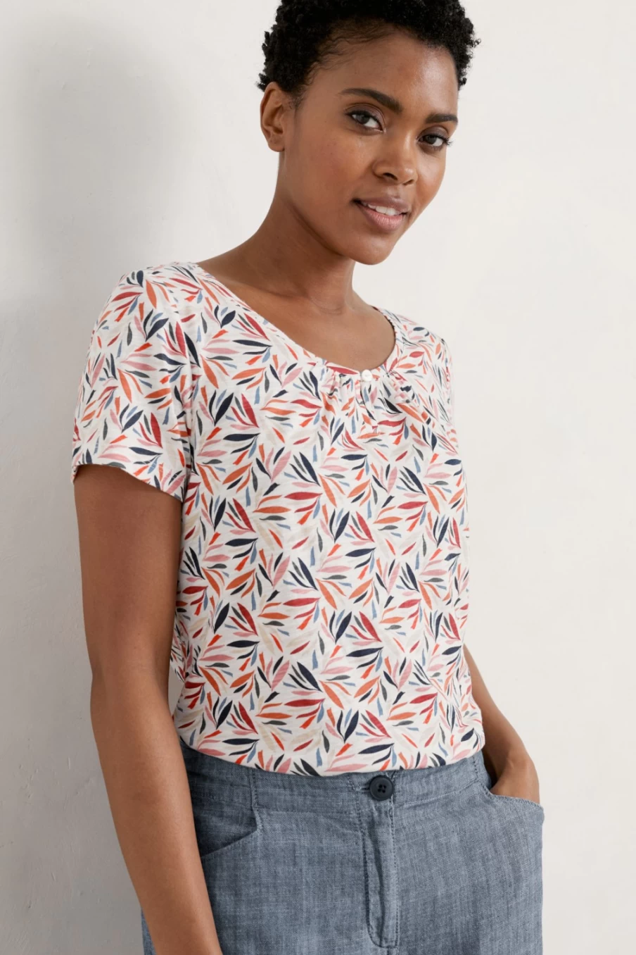 "Seasalt Cornwall Women's Decorative Arts Cotton Top – Stylish & Comfortable Blouse"