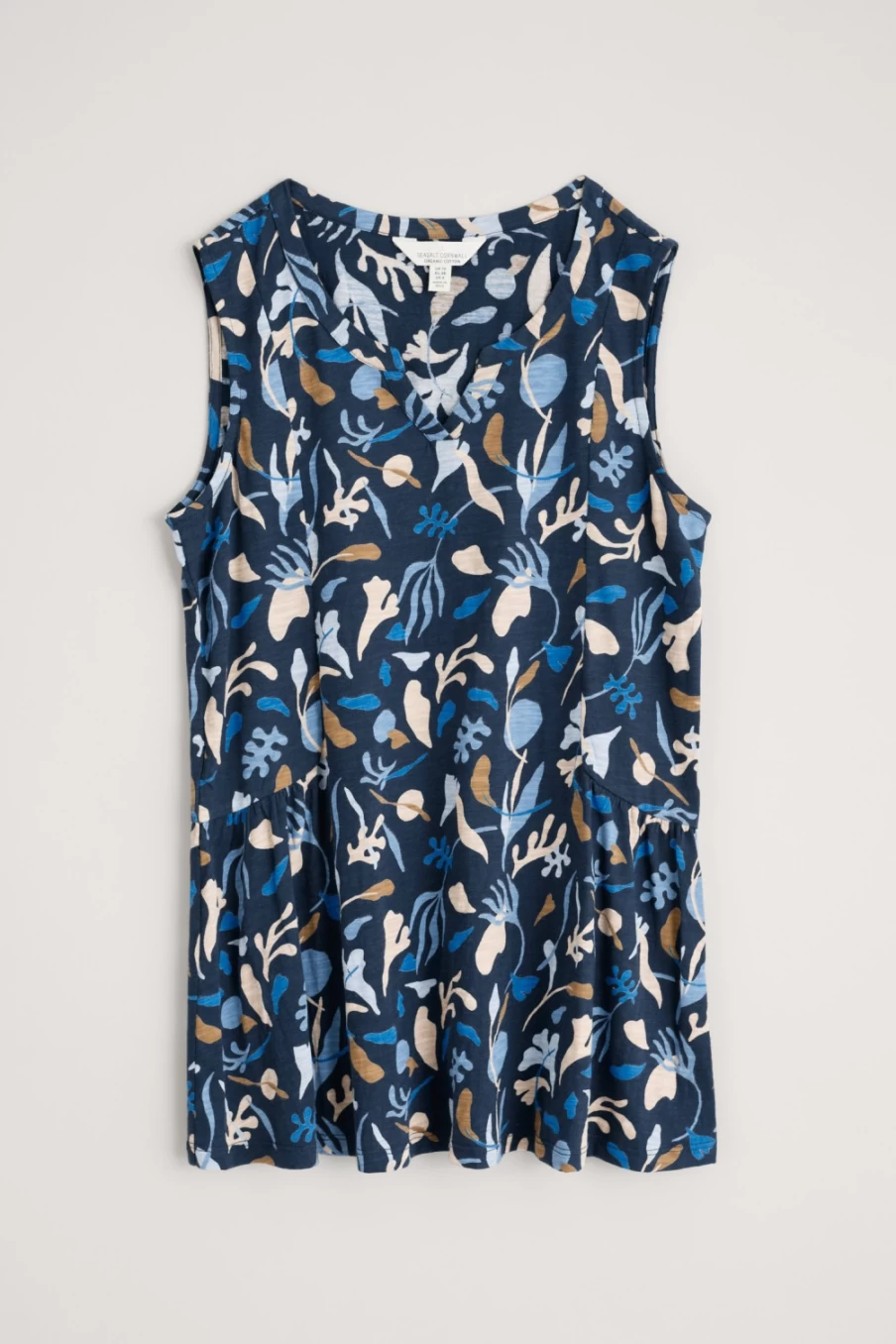 "Seasalt Cornwall Women's Flag Iris Jersey Vest Top in Seaweed Shapes Maritime"