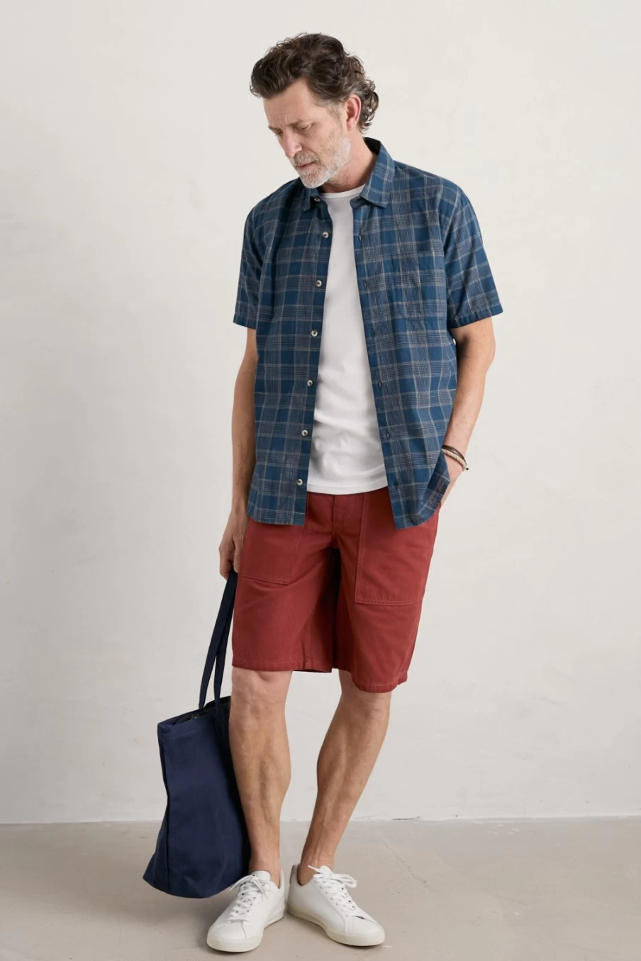 Seasalt Cornwall Men's Lifton Dark Night Check Short Sleeve Shirt