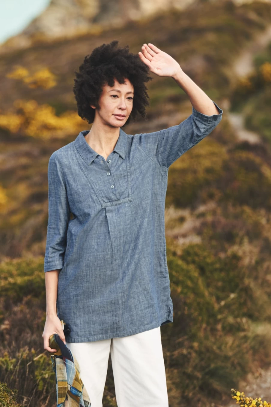 Seasalt Cornwall Women's Tide Clock 3/4 Sleeve Tunic Top Coastal Inspired