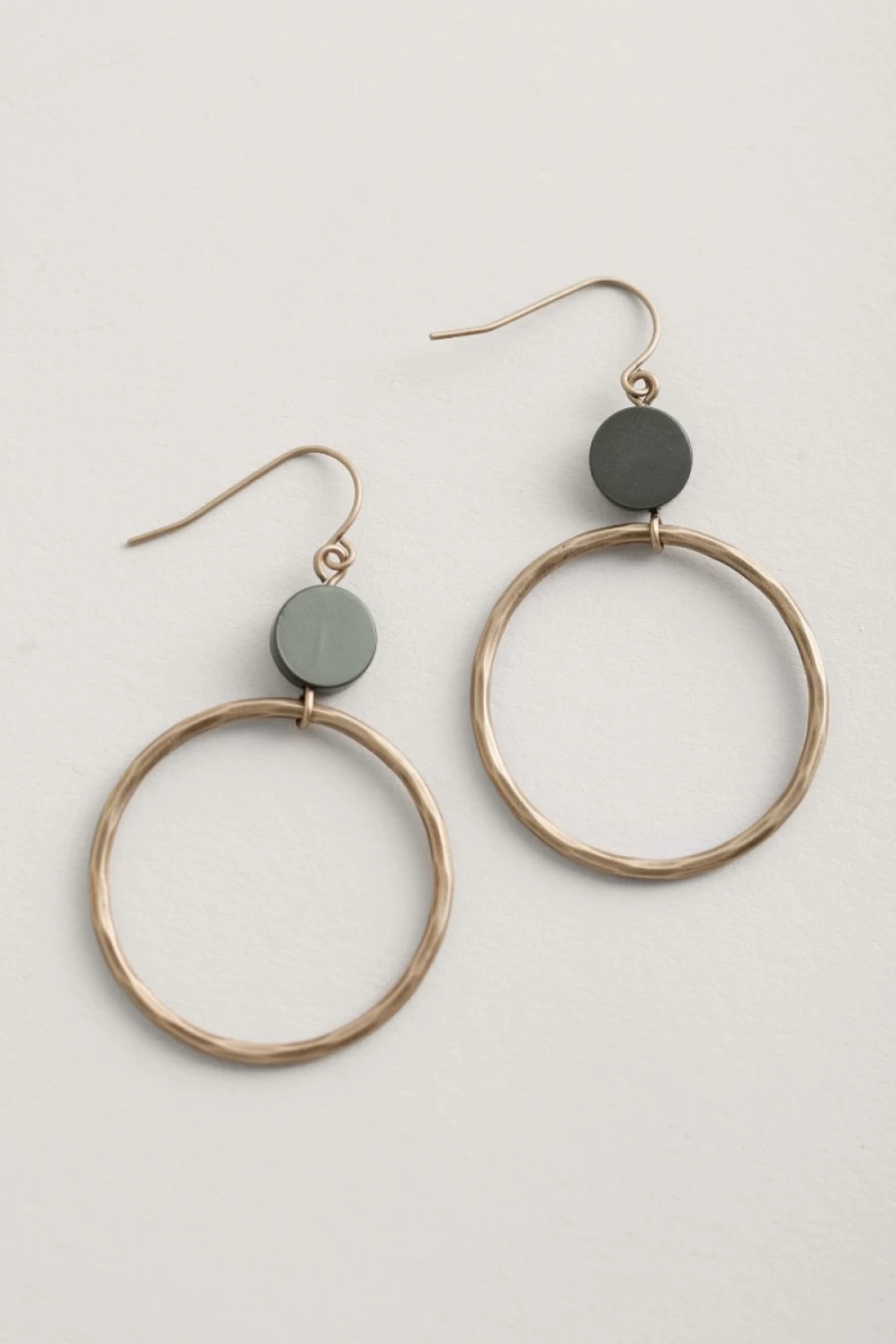 Seasalt Cornwall Viola Olive Gold Hoop Earrings for Women - Sea Lore Collection