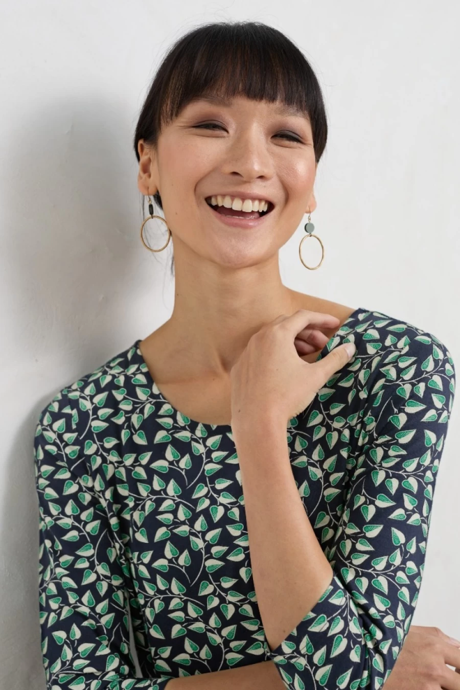 Seasalt Cornwall Viola Olive Gold Hoop Earrings for Women - Sea Lore Collection