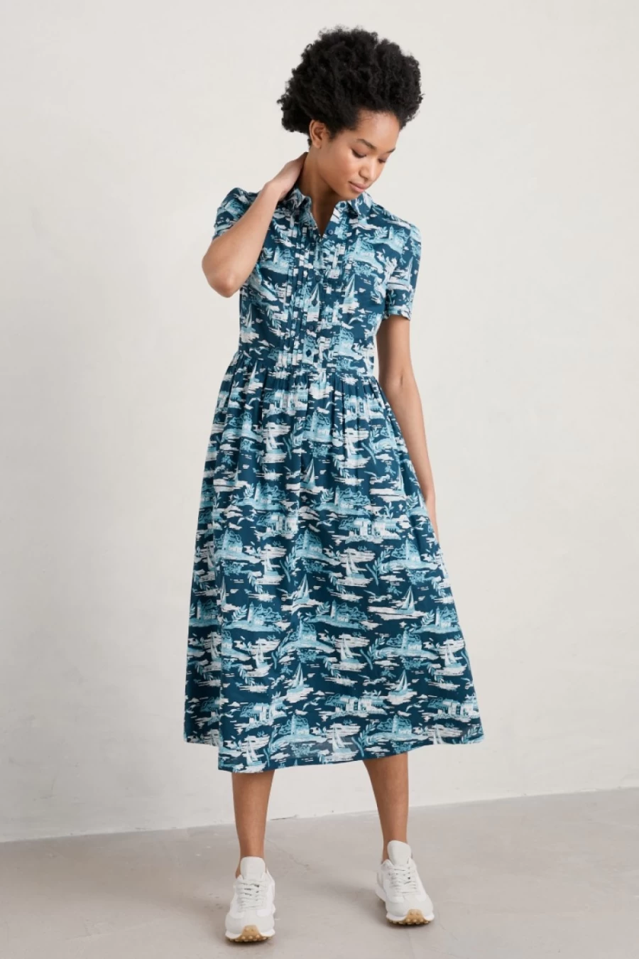 Seasalt Cornwall Women's Toile Seaside Raincloud True Letter Midi Shirt Dress