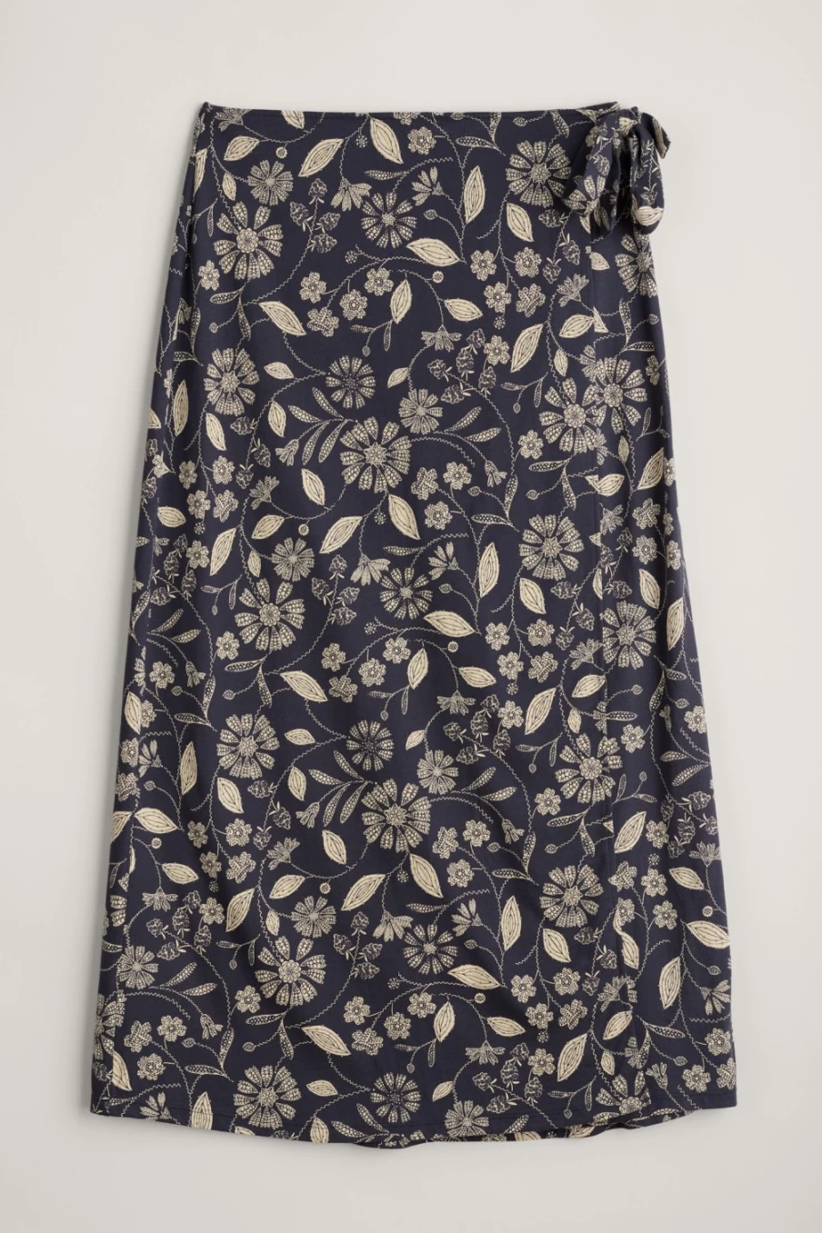 Seasalt Cornwall Women's Parterre Wrap Skirt in Cornflower Field Inkwell - Floral Print Summer Skirt