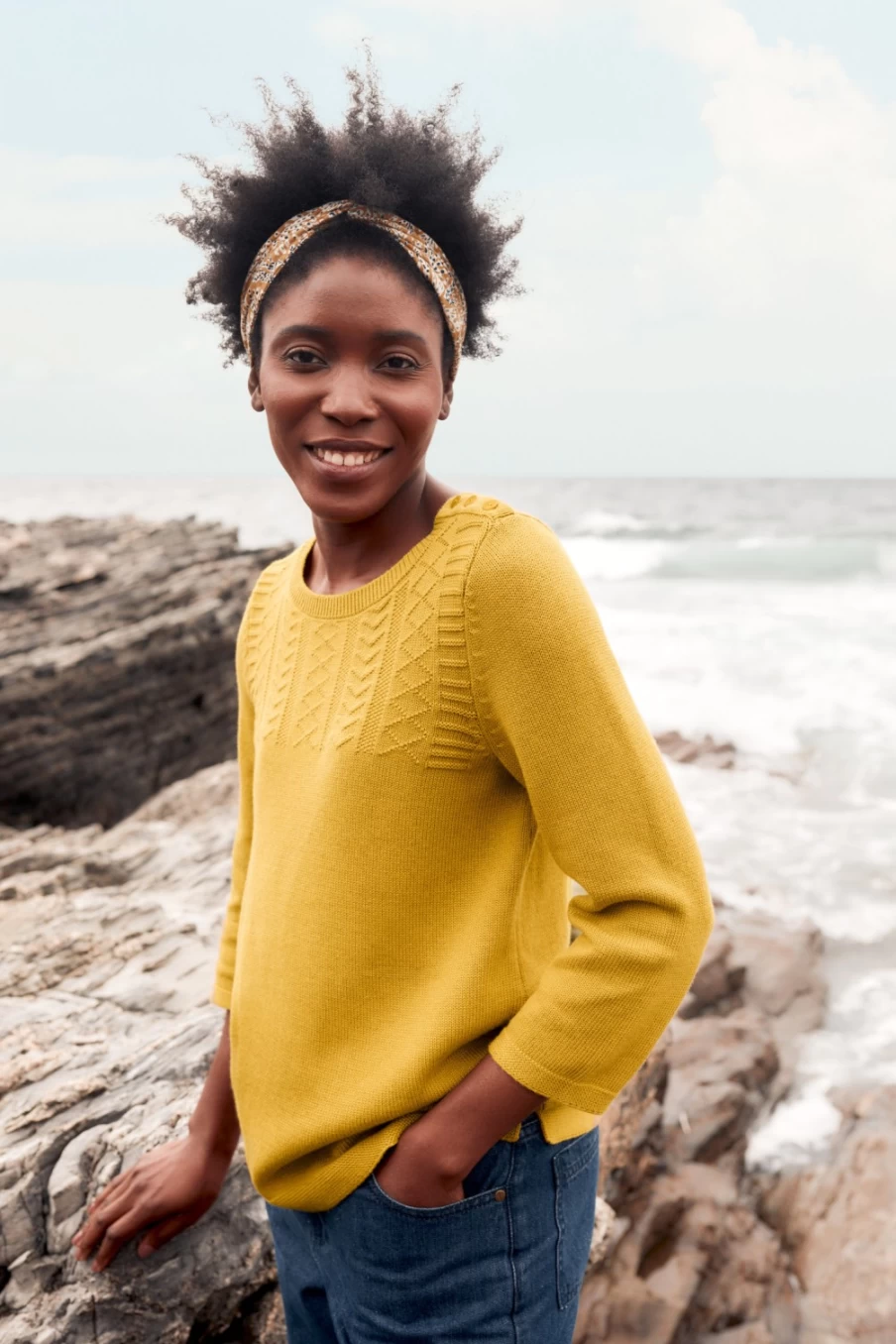 Seasalt Cornwall Women's Dark Hay Woodsmoke Cotton Jumper - Soft Knit Sweater
