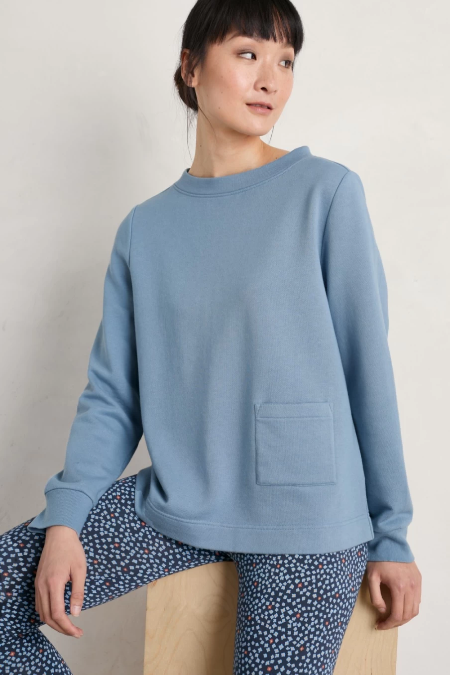 "Seasalt Cornwall Women's Cornflower Rippling Tide Loopback Jersey Sweatshirt"
