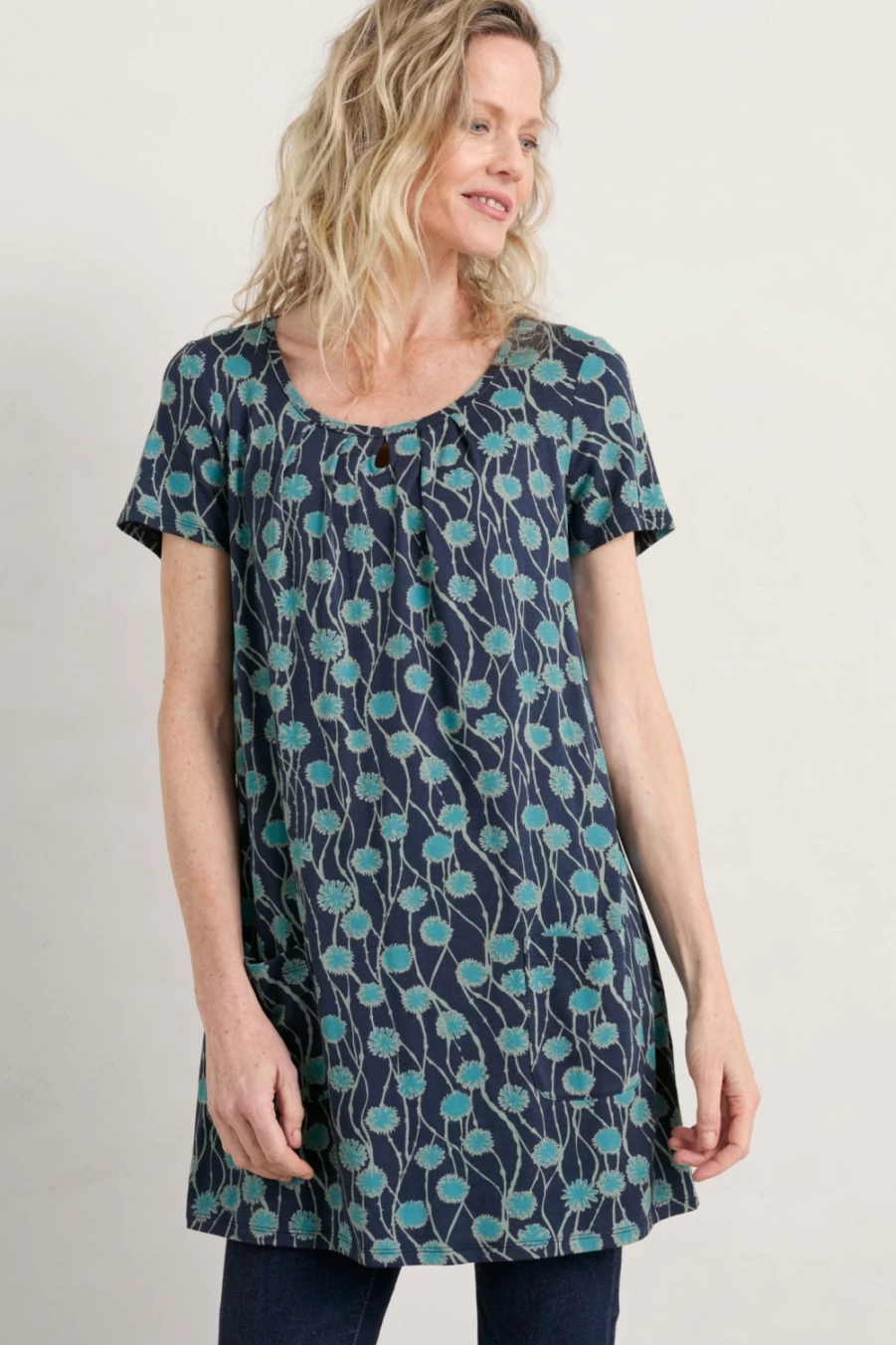 Seasalt Cornwall Women's Seapom Maritime Star Dance Short Sleeve Tunic Top