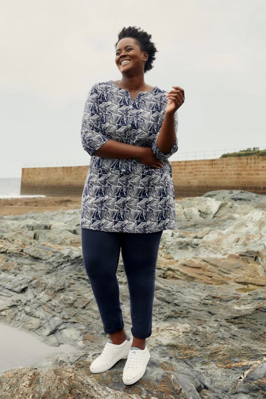 "Seasalt Cornwall Women's Texture Sails Maritime Flight Path Ramie Tunic"