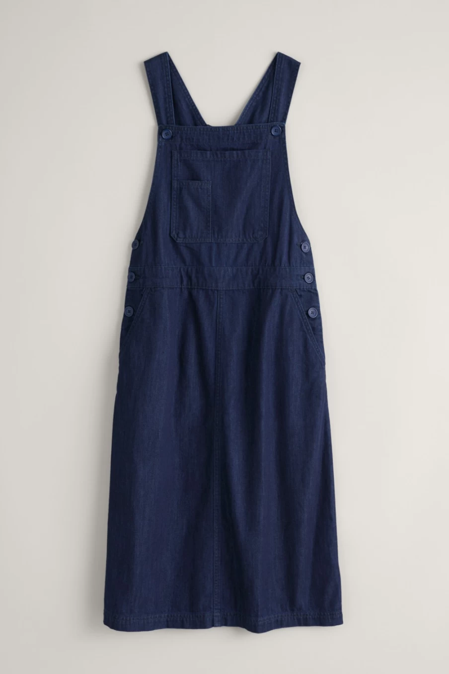 Seasalt Cornwall Women's Dark Indigo Wash Cherrick Denim Pinafore Midi Dress