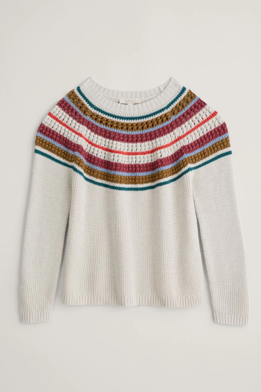 Seasalt Cornwall Women's Organic Cotton Fair Isle Jumper in Serene Sea Ecru Multi