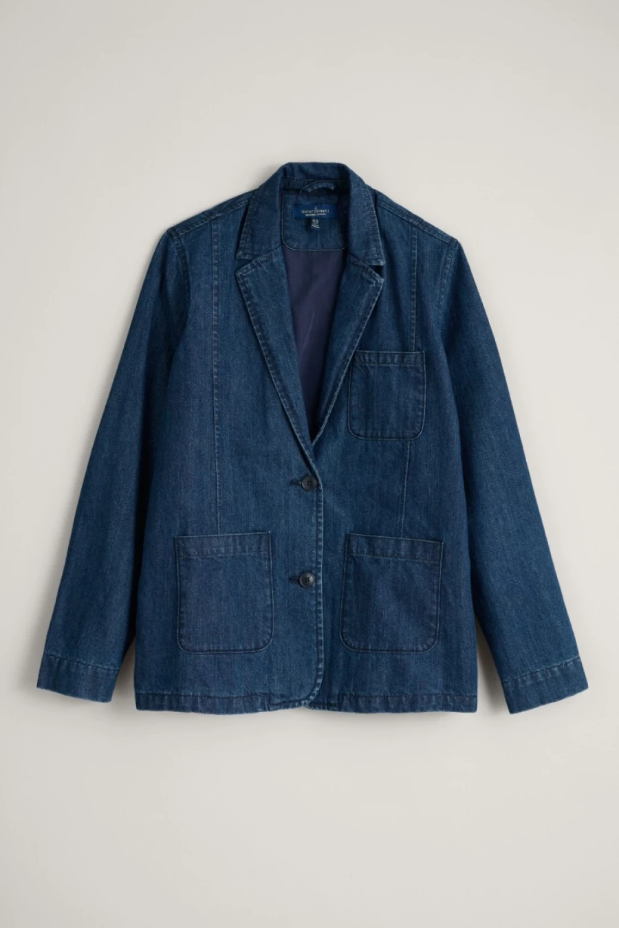 Seasalt Cornwall Women's Willow Carr Denim Blazer in Mid Indigo Wash