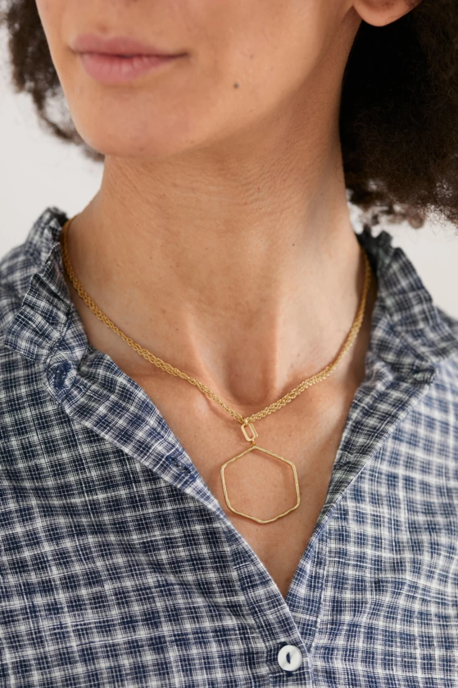 Seasalt Cornwall Women's Viola Gold Hexagon Pendant Necklace - Handcrafted Jewelry