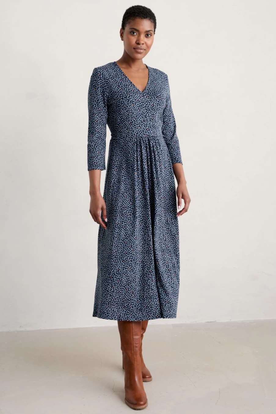 Seasalt Cornwall Women's Posies Maritime Floral Three Quarter Sleeve Dress