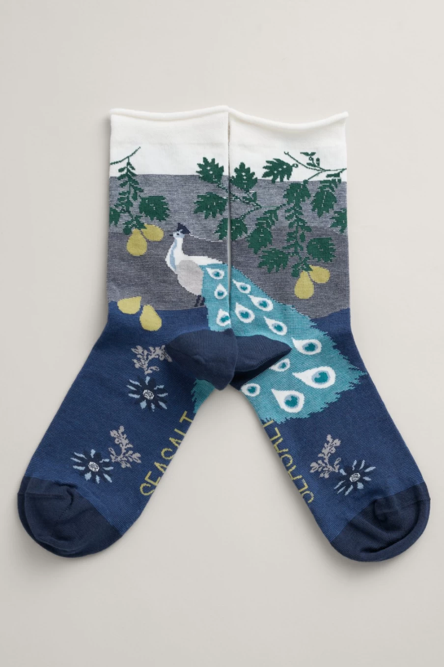Seasalt Cornwall Women's Organic Cotton Postcard Print Socks