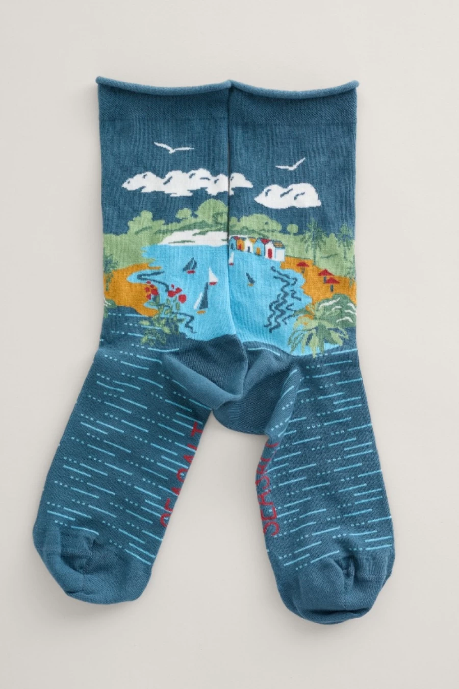 Seasalt Cornwall Women's Organic Cotton Postcard Print Socks