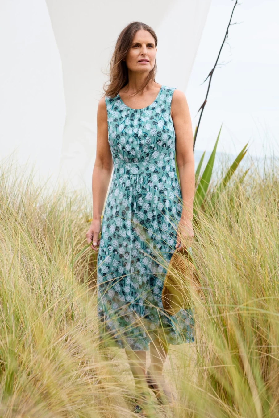 Seasalt Cornwall Women's Light Break Midi Dress in Thrift Meadow Seahorse - Flowy Boho Summer Dress