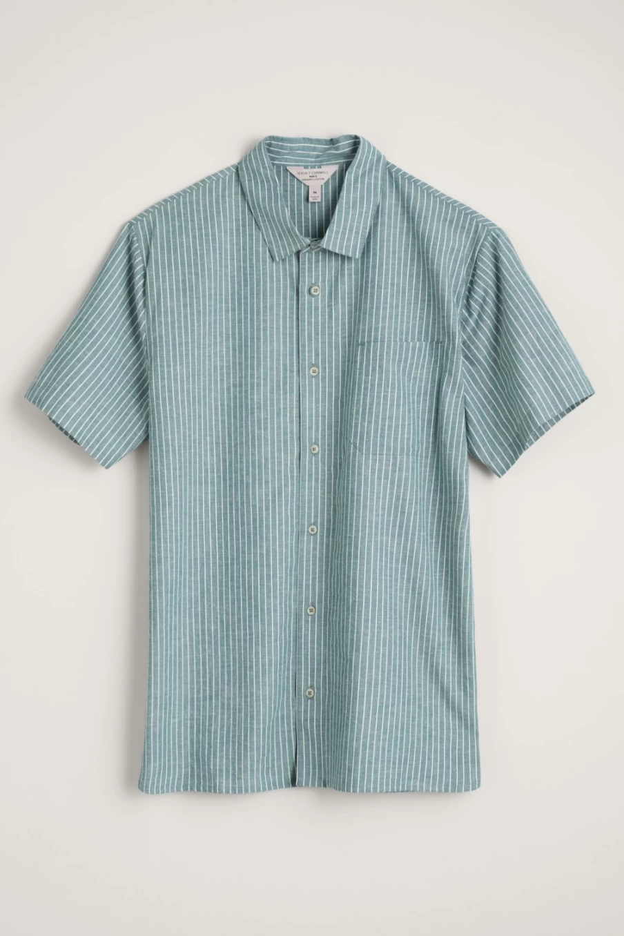 Men's Seasalt Cornwall Barley Tack Dusky Jade Striped Short Sleeve Shirt
