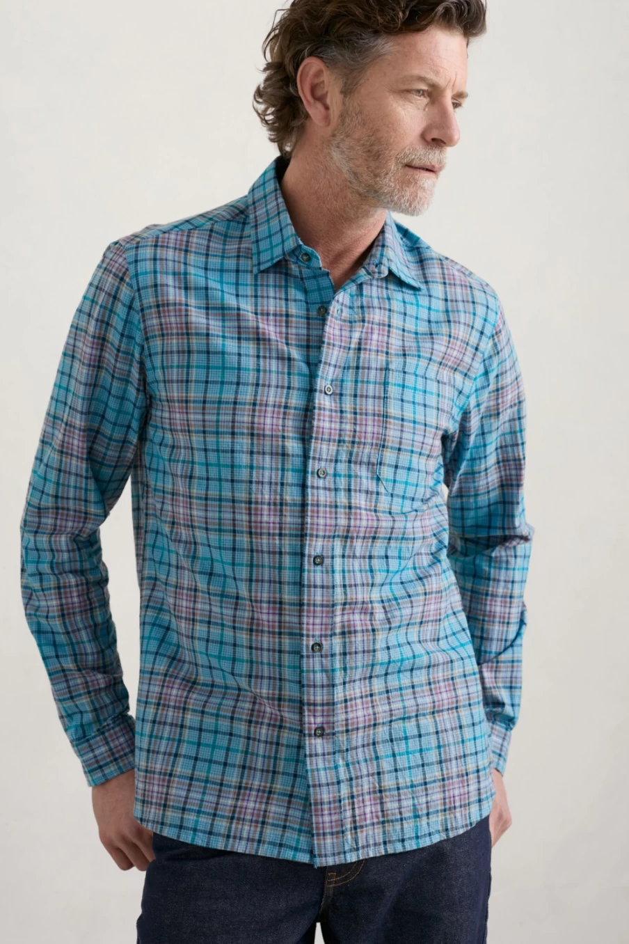 Seasalt Cornwall Men's Checked Cotton Shirt - Classic Plaid Banyan Style