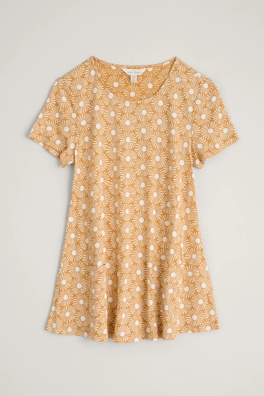 "Seasalt Cornwall Women's Sun Stamp Mustard Seed Short Sleeve Drawing Book Top"