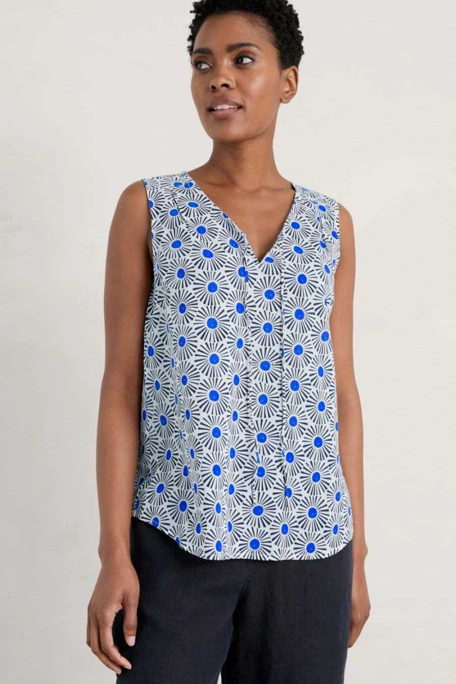 Seasalt Cornwall Women's Cobbs Well Sleeveless Top - Lightweight Summer Blouse