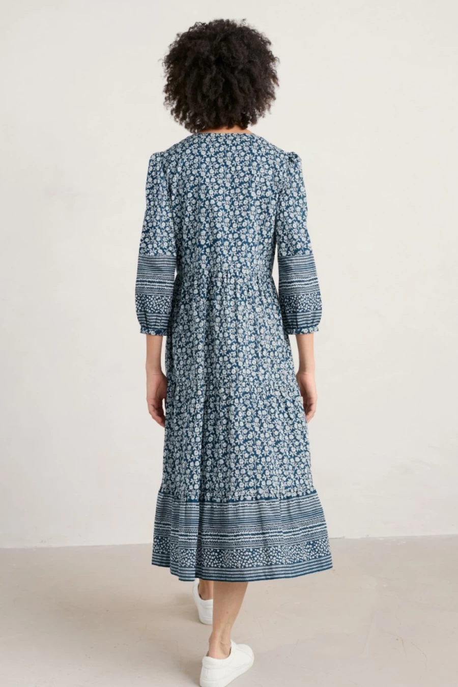 "Seasalt Cornwall Women's Charbon Dress in Blossom Border Raincloud - Floral Print Summer Dress"