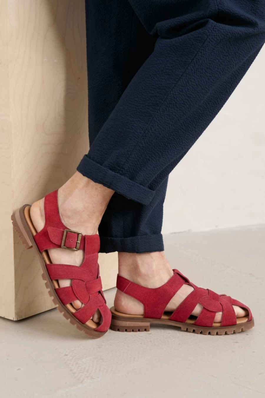 Seasalt Cornwall Women's Green Lane Leather Sandals – Handmade Comfortable Footwear