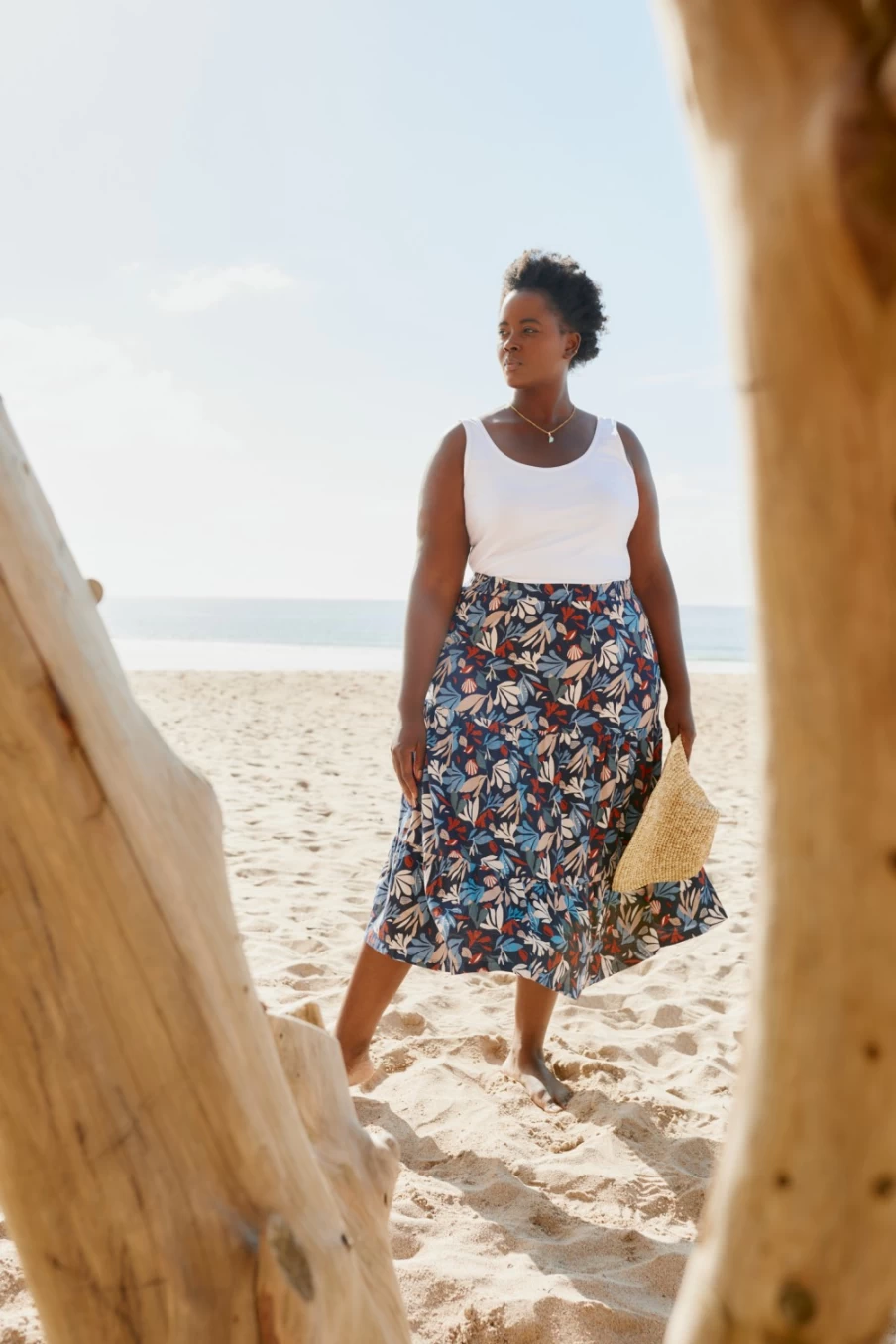 Seasalt Cornwall Women's Line Strokes Tiered Midi Skirt - Floral Print A-Line Summer Dress