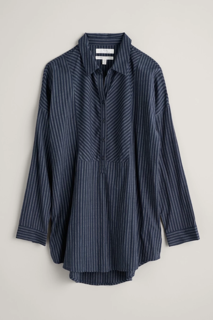 Seasalt Cornwall Women's Jibe Maritime Longline Shirt - Packet Boat Style