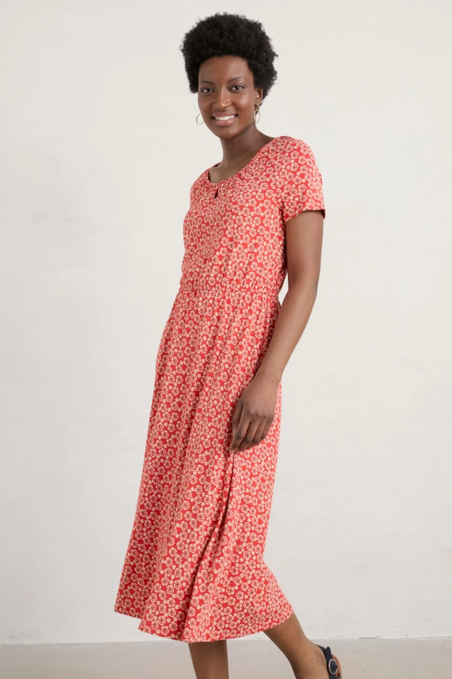 Seasalt Cornwall Women's Mallow Stamp Tomato Short Sleeve Sea Studio Dress
