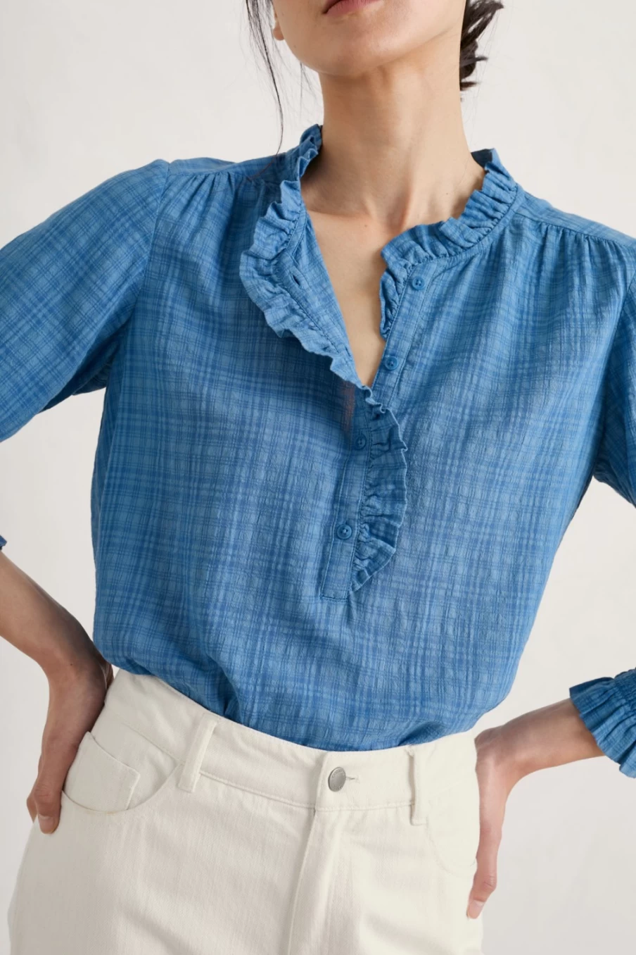 Seasalt Cornwall Women's Mid Whirl Checked Feather Star Top
