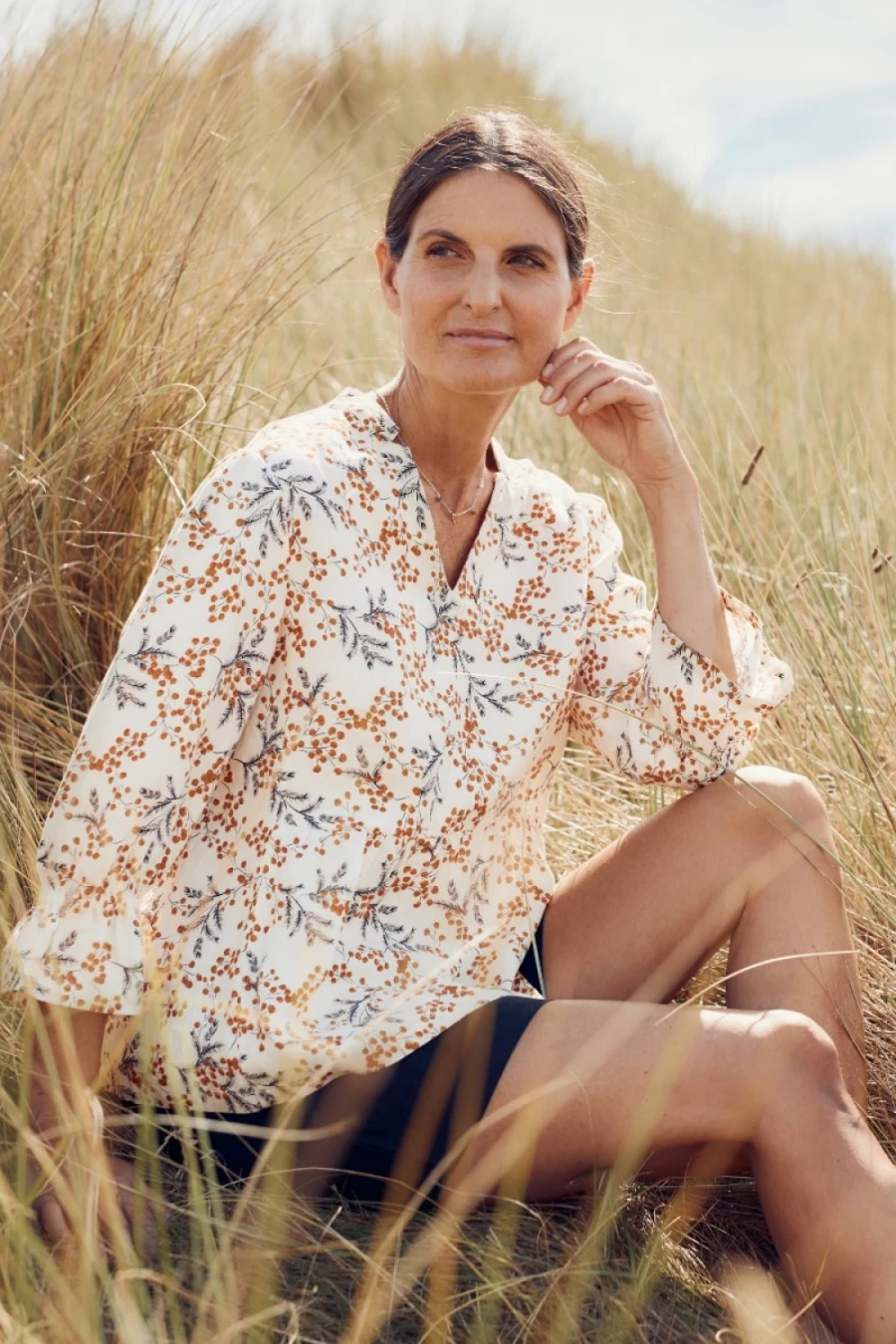 "Seasalt Cornwall Women's Fountain Peplum Top - Floral Print Summer Blouse"