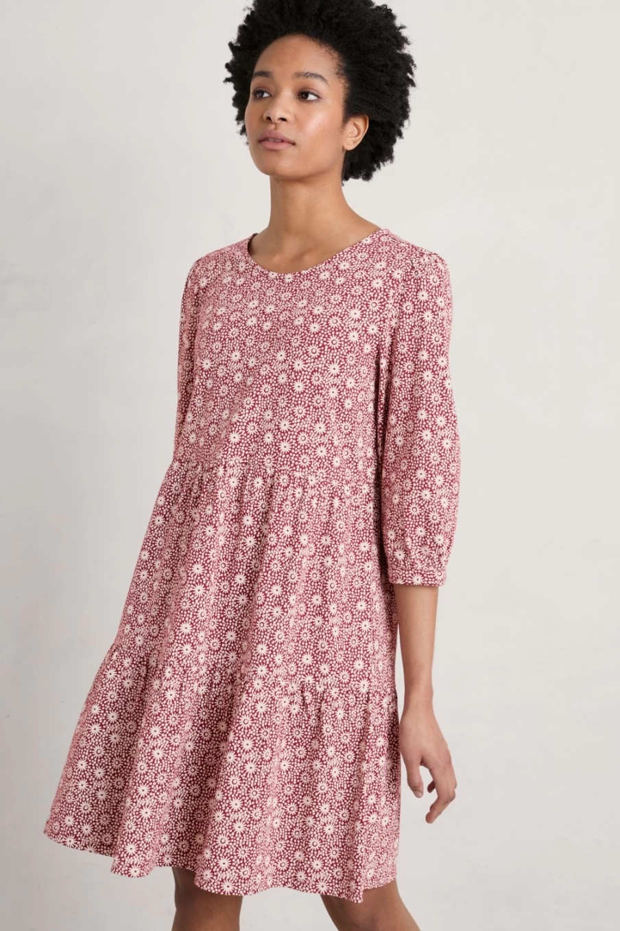 Seasalt Cornwall Women's Heron Dip Tiered Jersey Dress - Flowy Summer Beach Dress