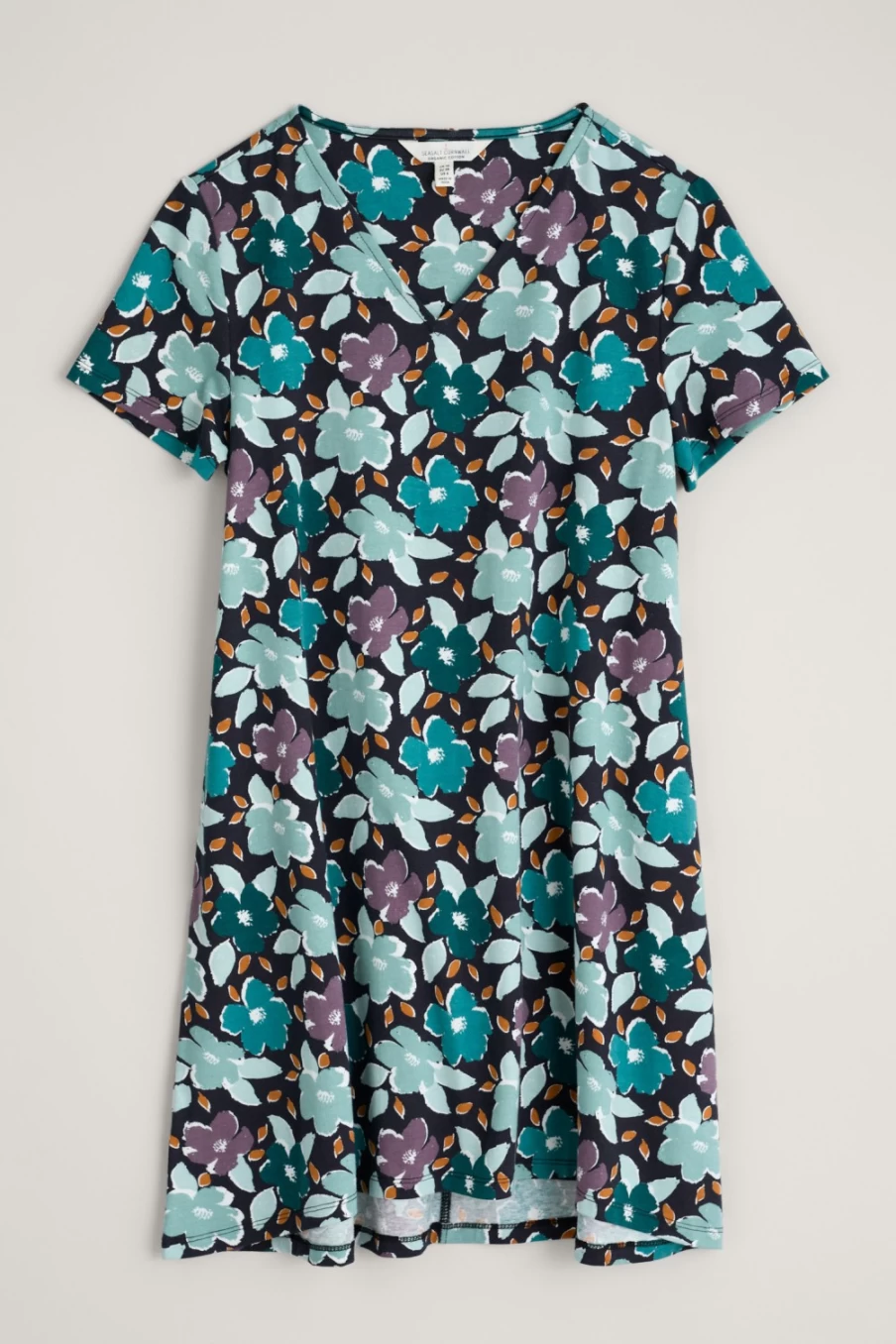 Seasalt Cornwall Women's Field Guide V-Neck Tunic in Camellia Shadow Onyx