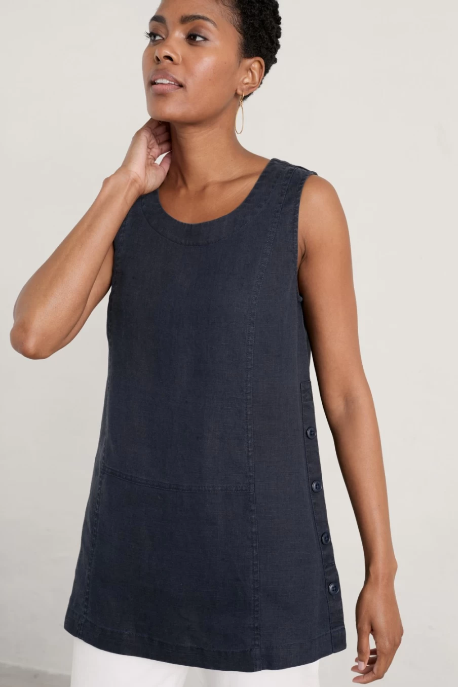 Seasalt Cornwall Women's Foredune Linen Vest – Lightweight Summer Beachwear