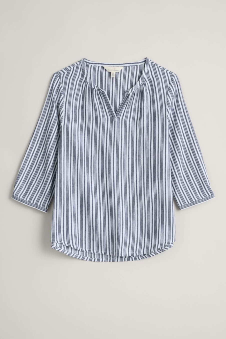 Seasalt Cornwall Women's Buoy Barnacle Maritime Striped 3/4 Sleeve Top - Stone's Throw Style