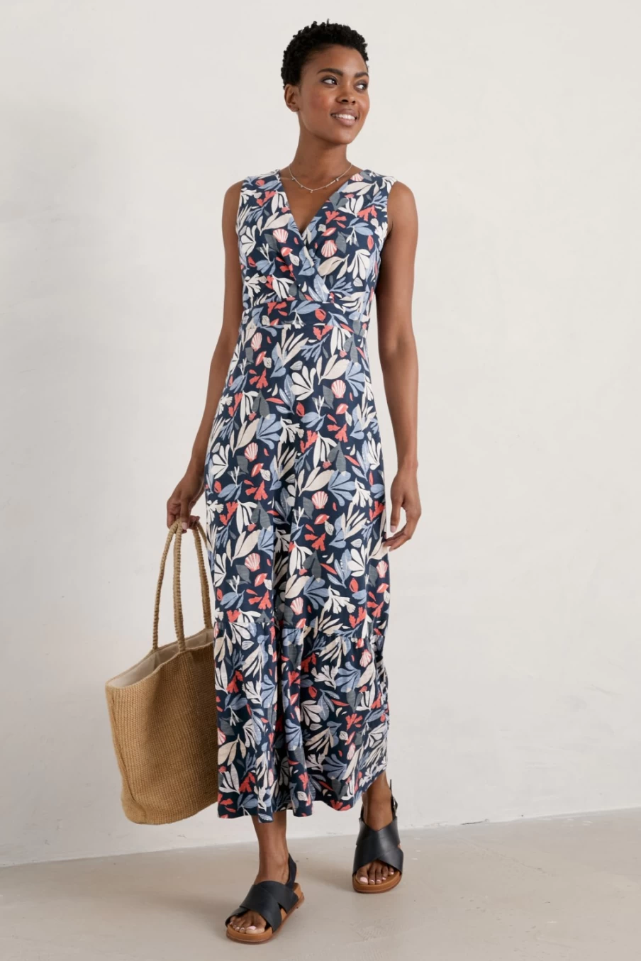 "Seasalt Cornwall Women's Collaged Sea Maritime Beach Glass Maxi Dress"