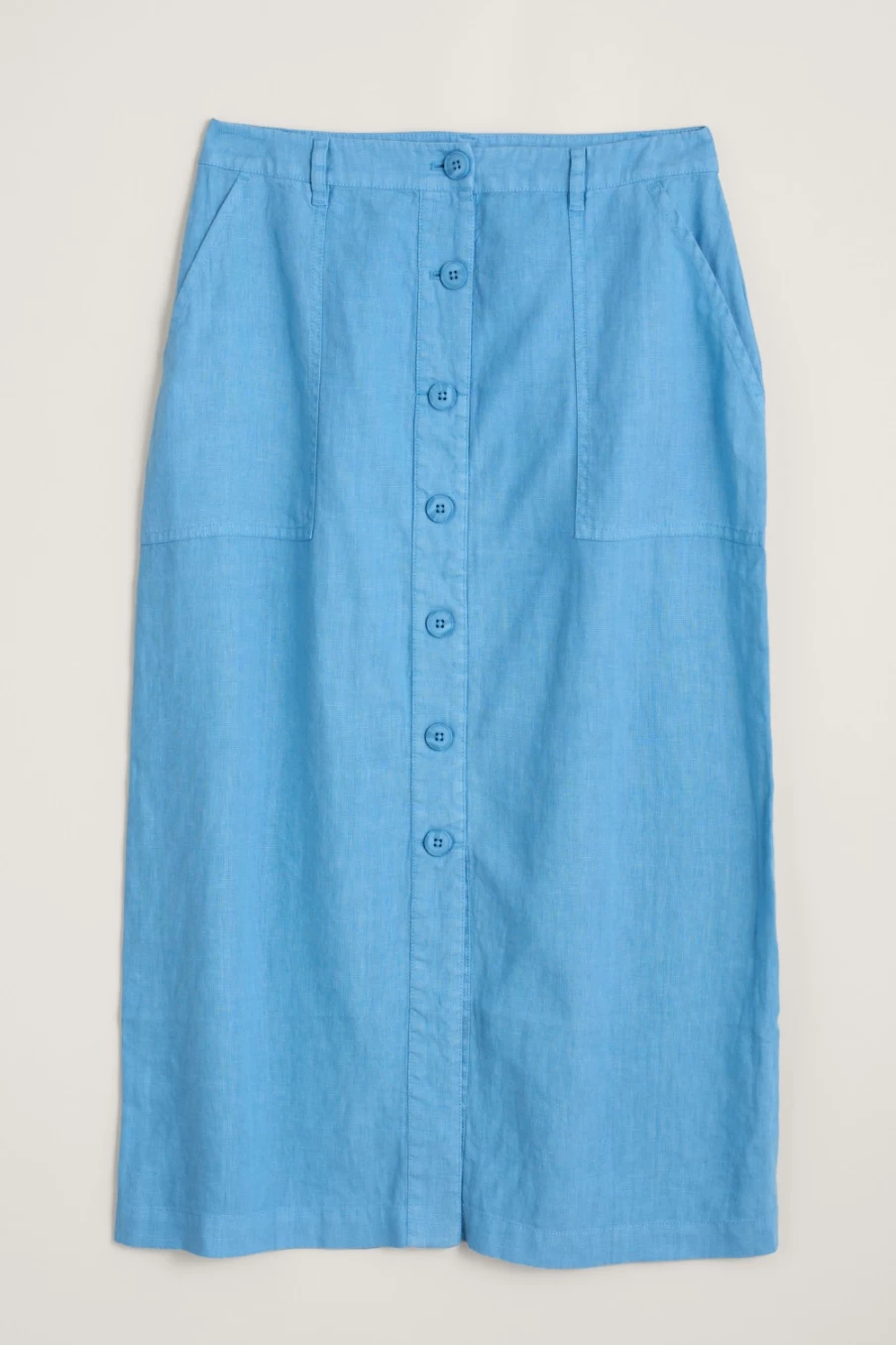 Seasalt Cornwall Women's Rosewell Farm Linen Midi Skirt - Lightweight Summer Skirt