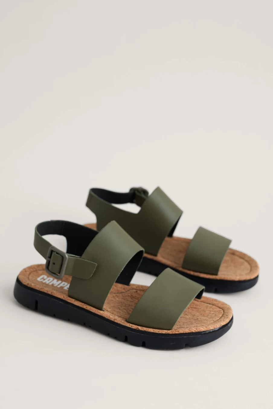Seasalt Cornwall Women's Medium Green Camper Flat Double Strap Sandals