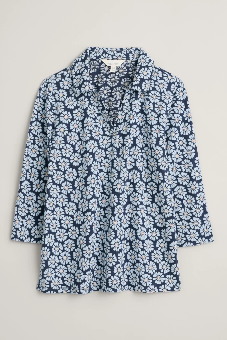 Seasalt Cornwall Women's Wavecrest Jersey Shirt in Daisy Crochet Maritime