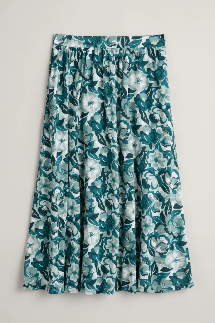 "Seasalt Cornwall Women's Collage Floral Reflection Ready Sail Printed Jersey Midi Skirt"