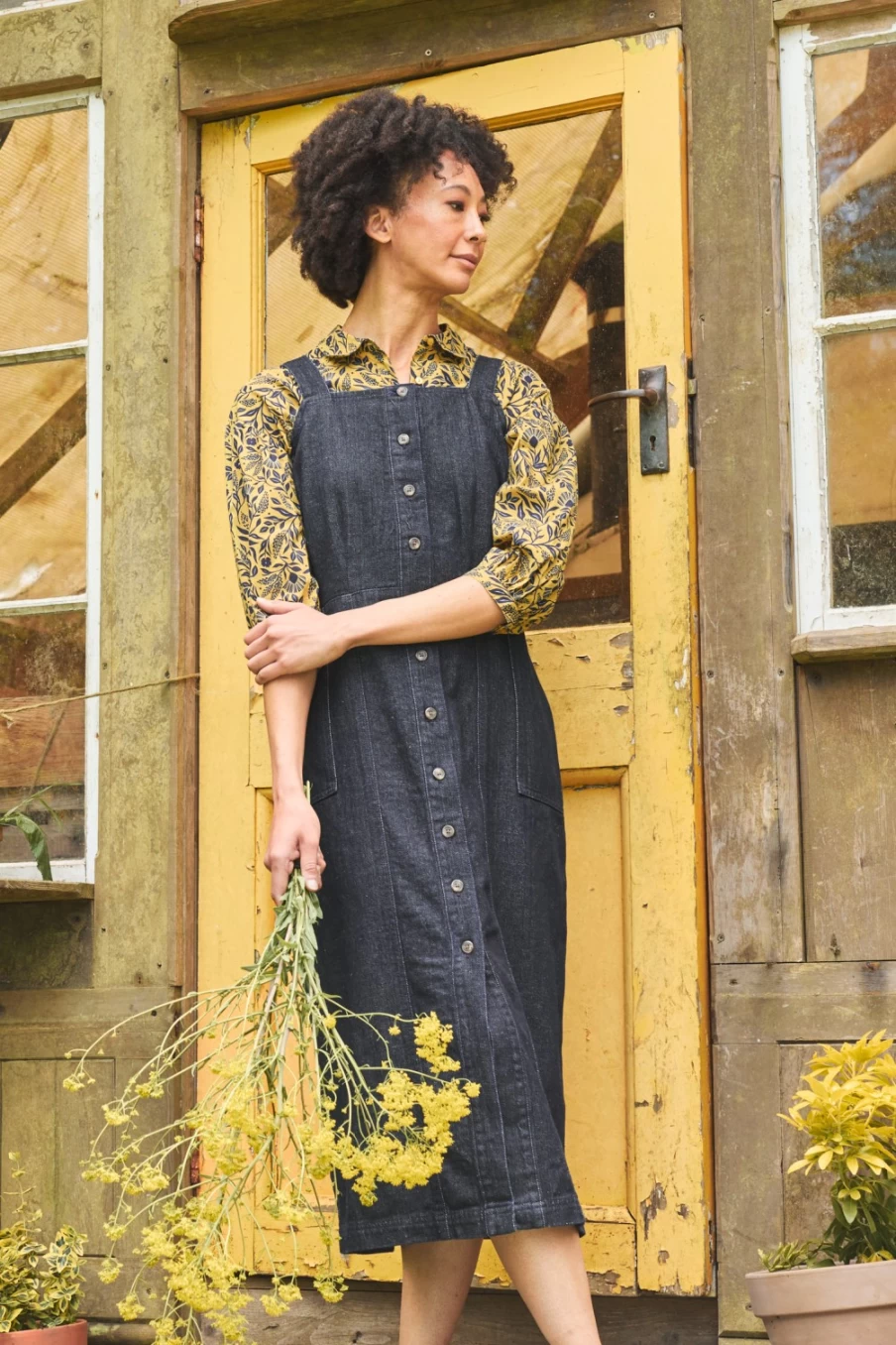 Seasalt Cornwall Women's Dark Indigo Wash River Rock Midi Pinafore Dress