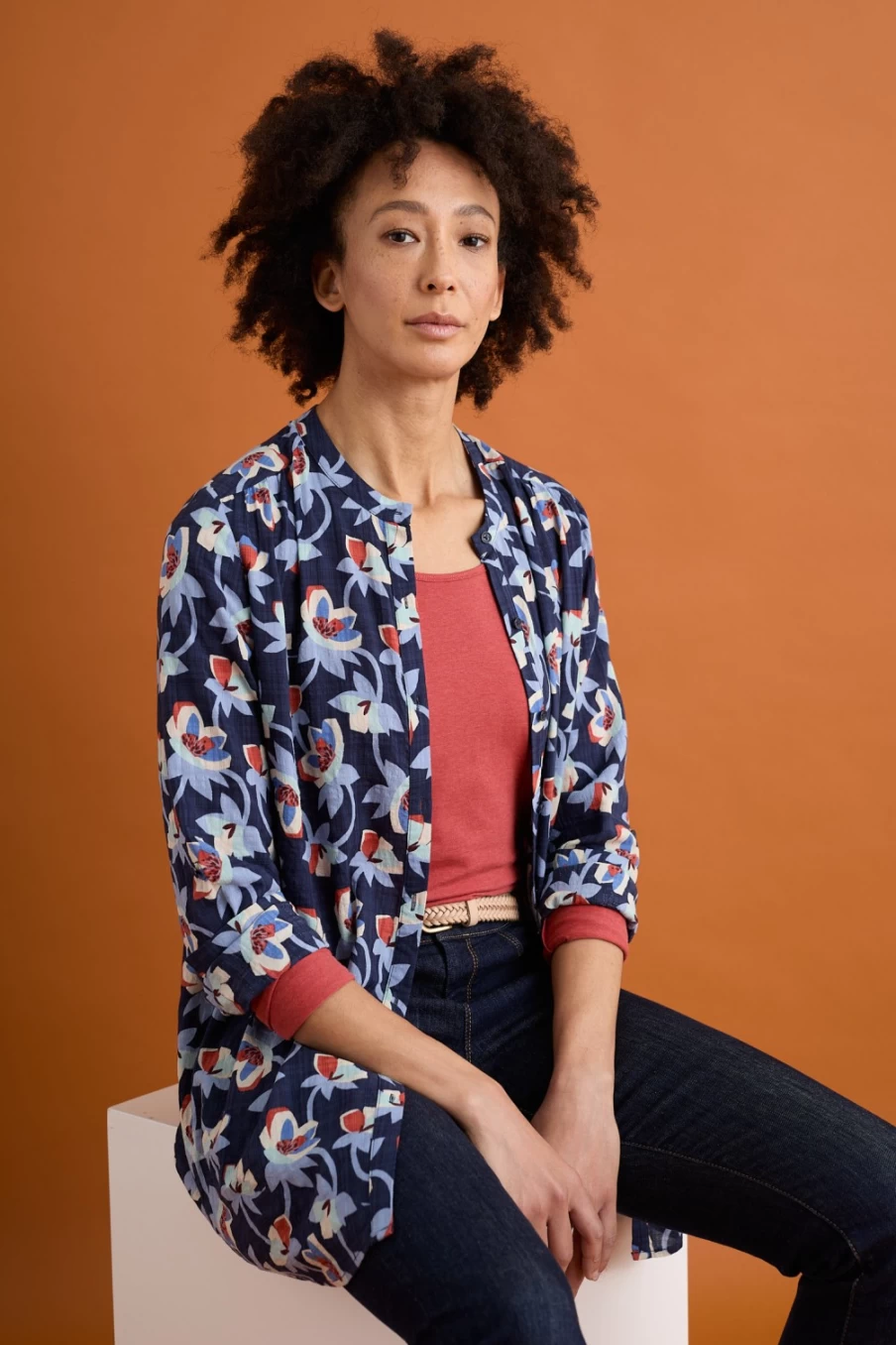 Seasalt Cornwall Women's Hellebore Collage Maritime Flight Home Longline Shirt