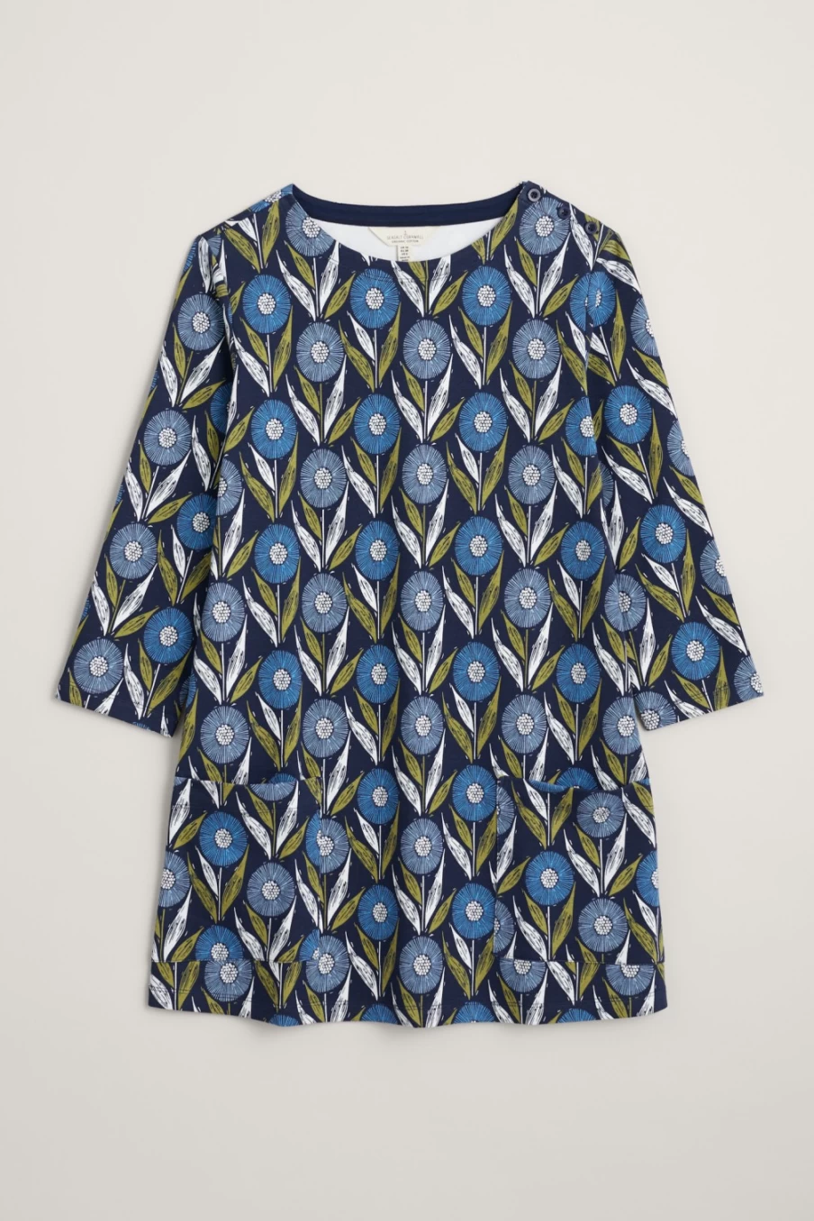 "Seasalt Cornwall Women's Textured Flower Head Maritime Tall Waves Jersey Tunic Top"