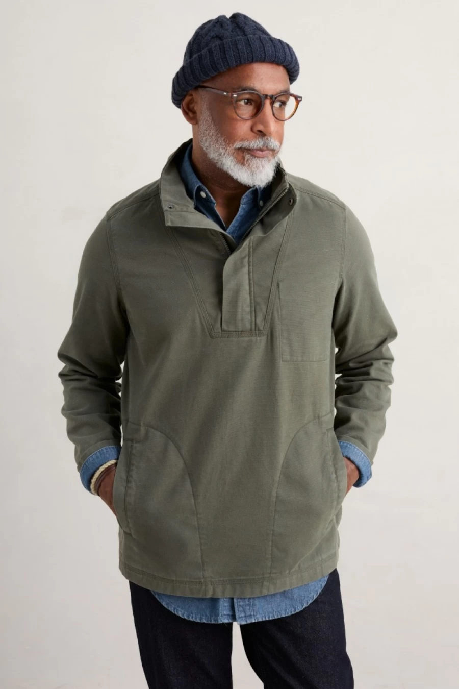 Seasalt Cornwall Men's Trelew Smock Waterproof Outdoor Jacket for Men