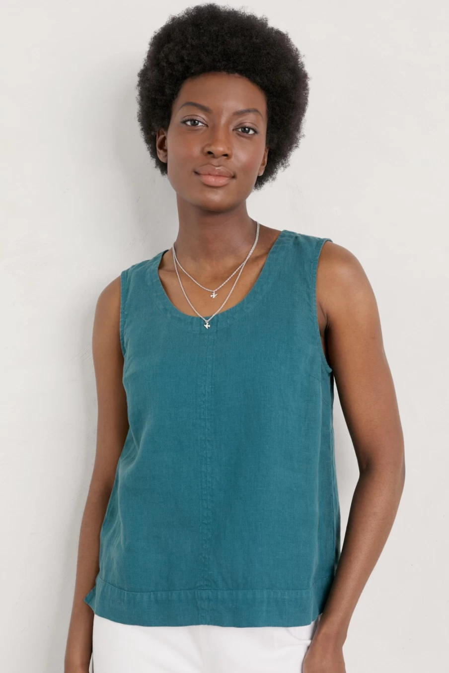 Seasalt Cornwall Women's Atlantic Linen Vest - Lighthouse Station Style